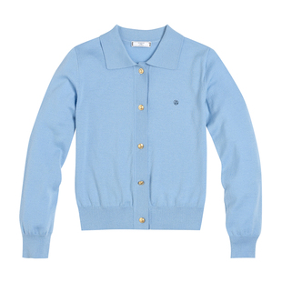 三所vintage 经典撞色刺绣长袖开襟羊毛衫V领背心方领开衫两件套