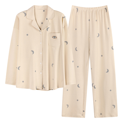 100%纯棉情侣睡衣女2025新款翻领长袖可外穿男生大码家居服秋冬款