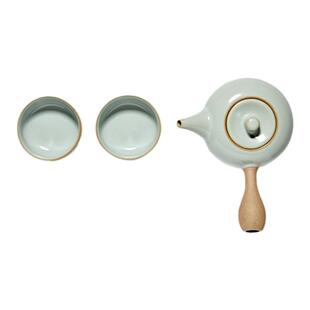 雅瓷汝窑侧把壶功夫茶具一壶二杯办公室精致单人家用茶壶茶杯套装