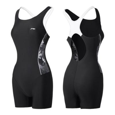 李宁女款时尚印花连体泡温泉泳衣