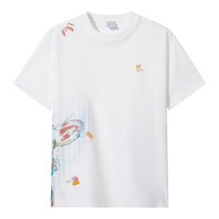 【彩绘卡通绣花】卡宾男装短袖T恤夏季新款图案凉感冰丝圆领上衣