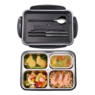 德国kunzhan饭盒上班族学生便当盒不锈钢餐盘带餐具分隔型304小格