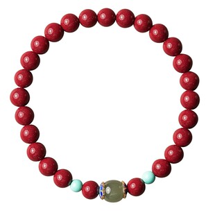 湘西高含量紫金砂朱砂手串复古国潮和田玉手链女本命年新年礼物