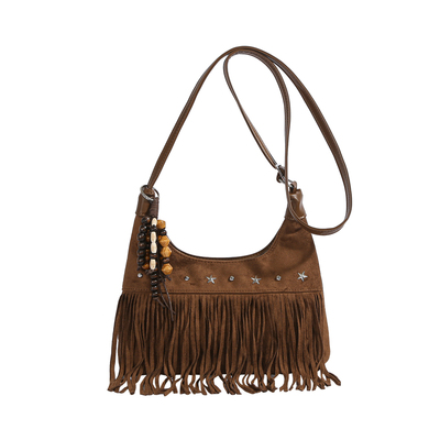 复古磨砂麂皮绒包波西米亚流苏包