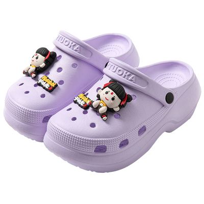 2025新款夏透气eva洞洞鞋女外穿踩屎感厚底沙滩凉鞋增高洞洞拖鞋