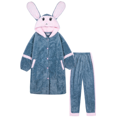 秋冬季家居服套装女法兰绒向薇