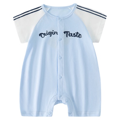 时尚小熊婴儿连体衣薄款短袖夏季纯棉男女宝宝衣服哈衣家居外出服