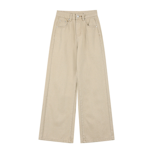 pusumede理想裤型 高腰牛仔裤女宽松直筒阔腿裤显瘦百搭休闲长裤