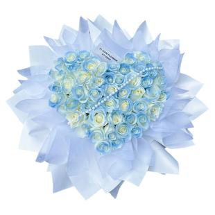 七夕情人节碎冰蓝玫瑰花束鲜花速递同城配送女友生日广州北京上海