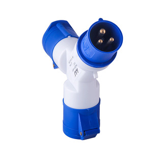 工业插头三通防爆插座分插防水航空连接器工地220V380三孔四16A32