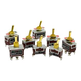 复古开关老式拨杆全黄铜手柄单双控钮子开关12V220V电灯用金色