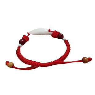 狗牙手链女男宝宝婴儿童黑狗牙真品手工编织红绳脚链