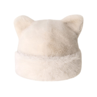 可爱毛绒绒猫咪耳朵帽子女秋冬季保暖防寒毛毛套头帽时尚甜美冷帽