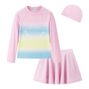 [抗氯高弹]MINIPEACE太平鸟童装女童泳装夏渐变儿童长袖分体泳衣