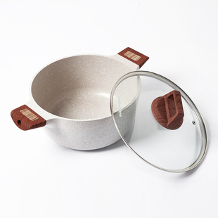 Cookerbene汤锅不粘锅麦饭石家用电磁炉通用燃气不沾双耳蒸煮炖锅