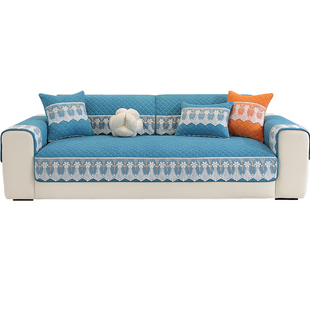 加厚防滑沙发垫四季通用雪尼尔坐垫子轻奢现代直排脚踏沙发套罩巾