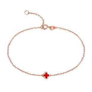 ZJUZ18k金彩金手链四叶草女款时尚正品素金玫瑰金手镯刻字送女友