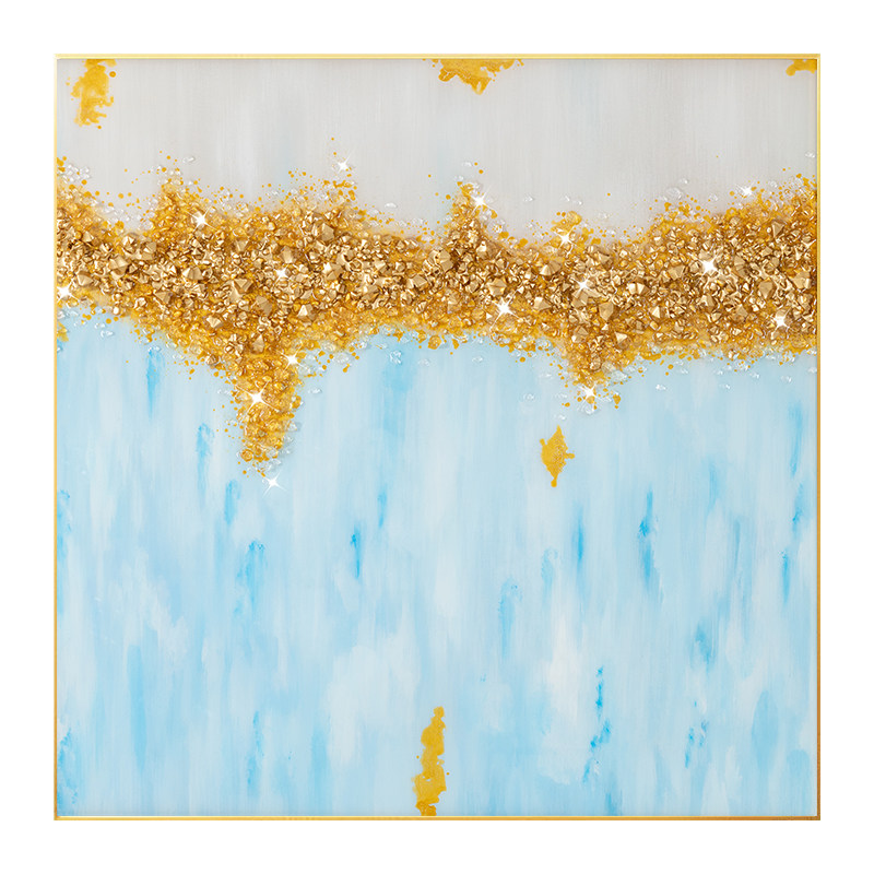 原木风水晶画手绘油画餐厅玄关装饰画现代轻奢壁画客厅走廊挂画