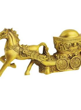 黄铜马拉元宝白菜摆件马上有财车家居装饰品工艺品 开业乔迁礼品