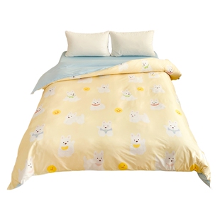 西高地的周末 原创插画小狗可爱100全棉被套被芯罩单件纯棉可定制