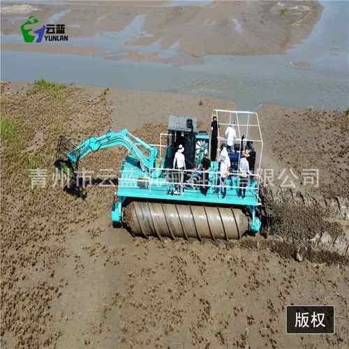 泥地沼泽地花米草割草船 滩涂打桩机设备 螺旋推进车供应