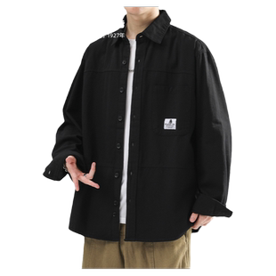 回力衬衫外套男士春秋新款长袖上衣纯棉工装潮牌休闲开衫夹克男款