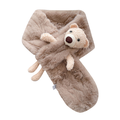 小熊学生可爱仿兔毛护颈领子围脖