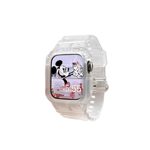适用于苹果手表S11applewatch10表带S9保护壳iwatch8/7/6/5/4/se3代透明运动冰川一体式保护套腕带夏天ultra3