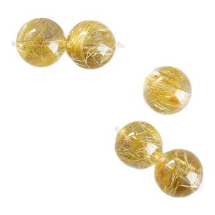 天然巴西钛晶金发晶散珠圆珠子配珠多宝水晶单颗隔珠手串diy配饰