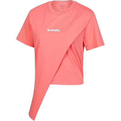 Skechers/斯凯奇正品夏季女子新款不规则T恤运动休闲短袖P222W054
