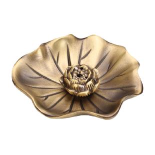 黄铜荷叶莲花香炉家居家用室内檀香线香炉仿古上香卧香炉香插