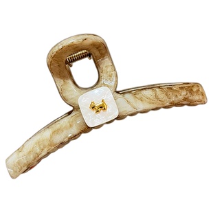 晕染金标小狗抓夹女高级感2026新款大号鲨鱼夹发夹后脑勺盘发头饰