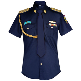 2022新款保安工作制服蓝色竹纤维长袖衬衫夏季物业售楼形象岗礼宾