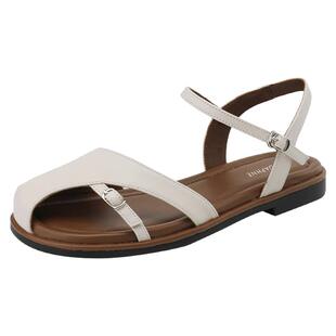 达芙妮凉鞋女款夏季平底2026新款外穿包头法式气质罗马凉皮鞋单鞋