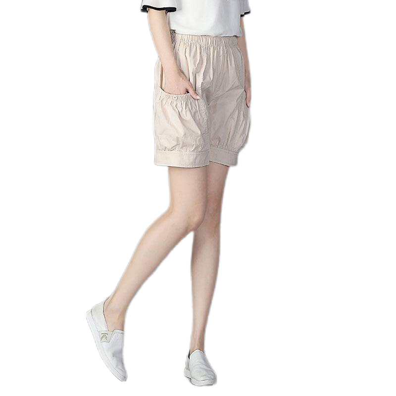 夏季纯棉松紧高腰女短裤外出自然新弹力妈宽松休闲时尚舒适居家S1