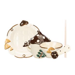 摩登主妇釉下彩蘑古力餐具盘子家用饭碗具高颜值餐盘酸奶碗泡面碗