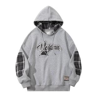 维动格调运动卫衣男秋季新款美式篮球训练休闲宽松连帽上衣套头衫