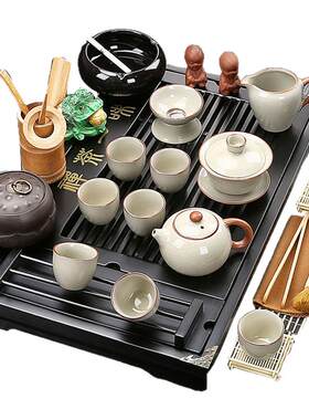 瓷恒堂实木茶盘茶具套装