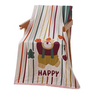 纯棉纱布浴巾四层成人家用全棉大毛巾速干不掉毛情侣卡通洗澡裹巾