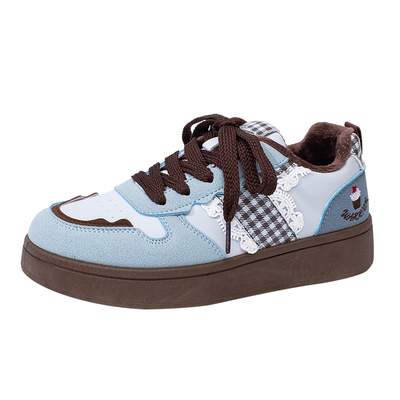 回力女鞋冬季加绒蓝色休闲板鞋