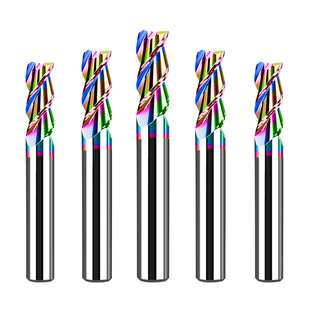 65度钨钢铝用铣刀七彩3刃CNC数控刀具铝合金专用涂层铣刀河源富马