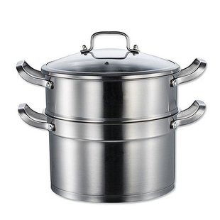 富尔兴304不锈钢双层小蒸锅2层多用加厚复底汤锅蒸笼小家庭用锅具