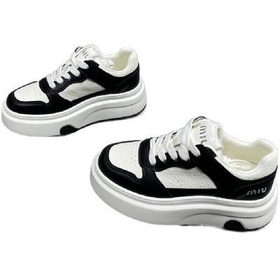 系带厚底拼色休闲运动鞋板鞋女