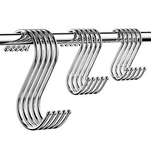 不锈钢S型挂钩免打孔多功能吊钩厨房勺子铲子304晒腊肉烤鸭挂勾子