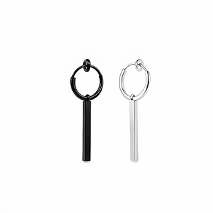 权志龙无耳洞耳环女钛钢嘻哈耳夹男单只假耳钉长款十字架耳坠刻字