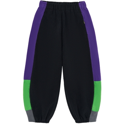 [抗静电]woobaby儿童裤子摇粒绒男女童25冬撞色C型糯米裤运动长裤