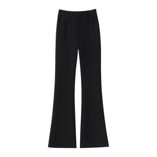 高个子加长微喇裤女2026新款冬季黑色裤子高腰垂感加绒西装喇叭裤