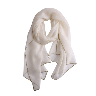 盈妹优雅绽放丨小香金色珠子真丝羊毛围巾纯色丝巾披肩两用女送礼