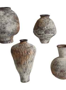 敦煌油画侘寂风陶瓷花瓶粗陶瓶