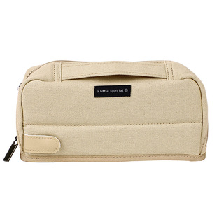 国誉学生笔袋KOKUYO一米新纯帆布多功能文具收纳袋分隔内拉锁网袋